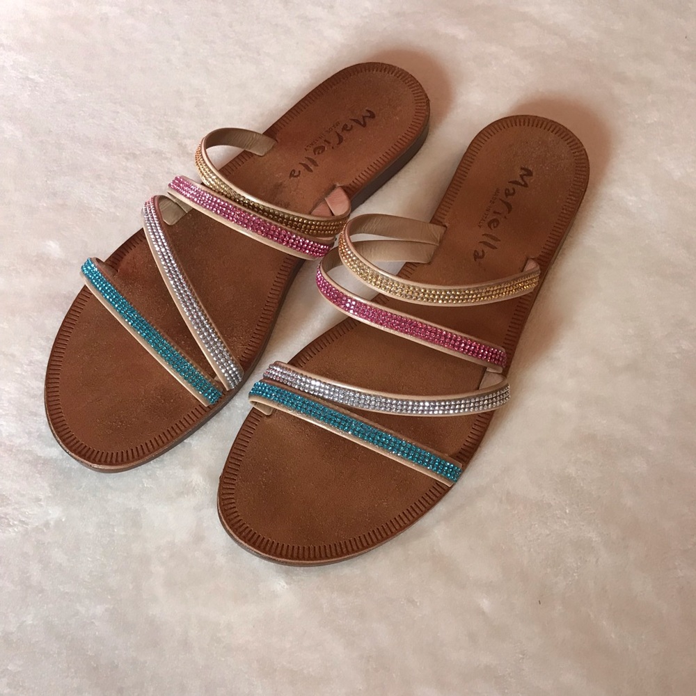 Sandals - colorful, sparkly, slip on